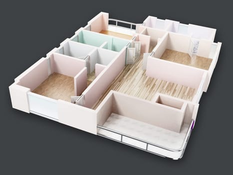 3D visualisation of a luxurious flat. 3D illustration.