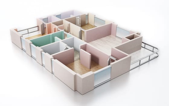 3D visualisation of a luxurious flat. 3D illustration.