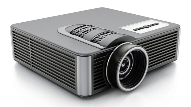 Generic projector isolated on white background. 3D illustration.