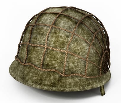 World War II helmet isolated on white background. 3D illustration.