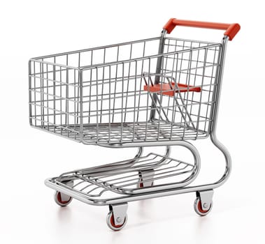 Shopping cart isolated on white background. 3D illustration.