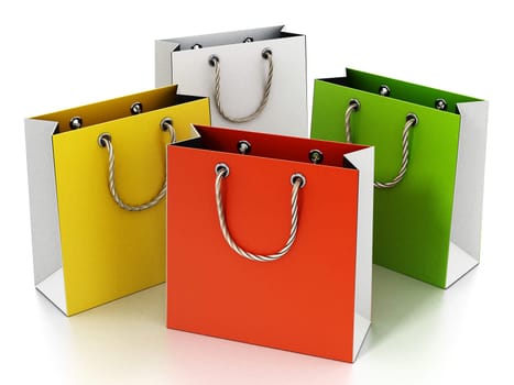 Colorful shopping bag isolated on white background. 3D illustration.