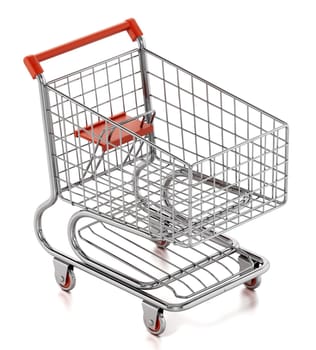 Shopping cart isolated on white background. 3D illustration.