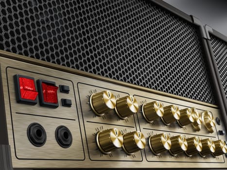 Generic vintage feel guitar amplifier. 3D illustration.