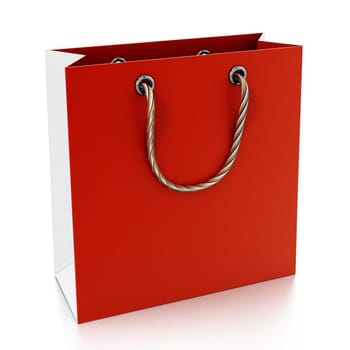 Red shopping bag isolated on white background. 3D illustration.