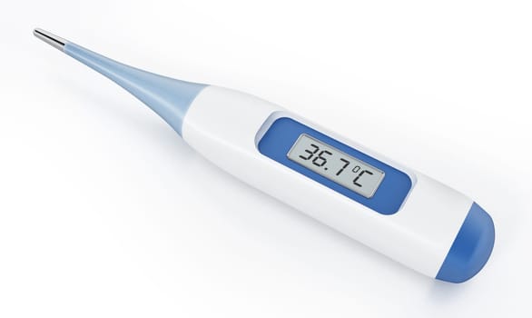 Digital thermometer isolated on white background. 3D illustration.