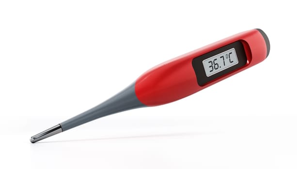 Digital thermometer isolated on white background. 3D illustration.