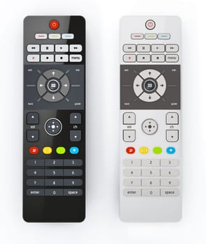 Generic remote controller isolated on white background. 3D illustration.