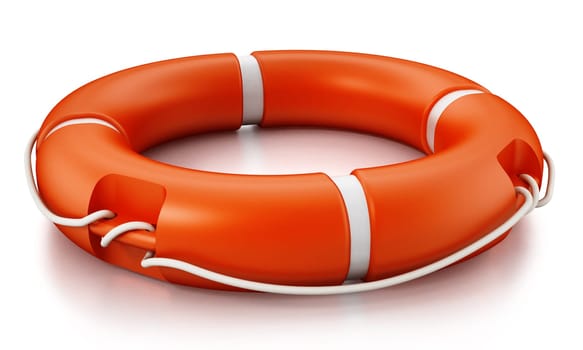 Life buoy isolated on white background. 3D illustration.