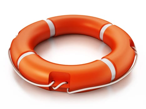 Life buoy isolated on white background. 3D illustration.