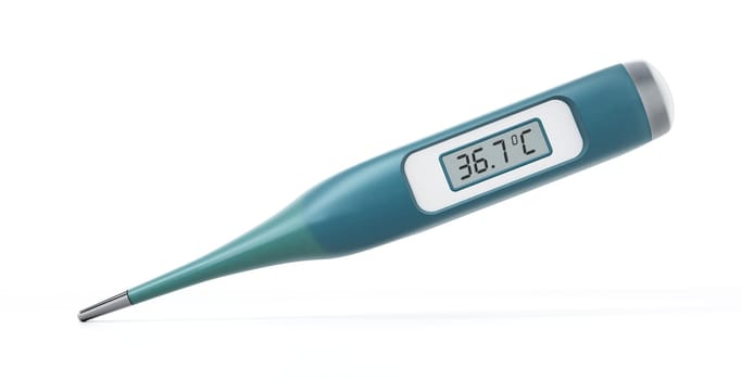 Digital thermometer isolated on white background. 3D illustration.