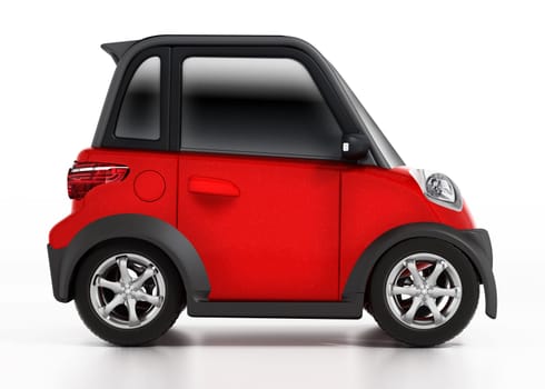 Small cute car isolated on white background. 3D illustration.