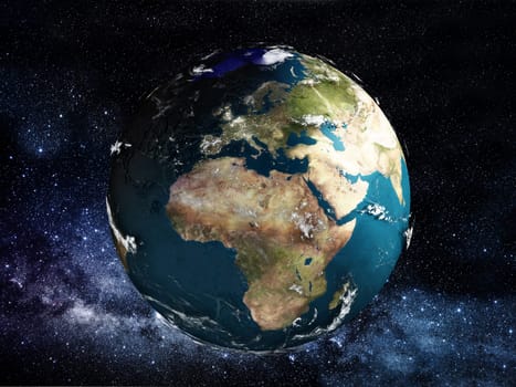 View of Earth from space. 3D illustration.