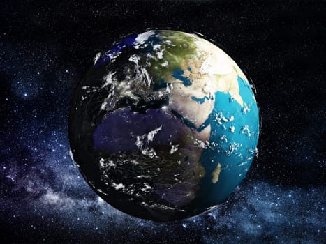 View of Earth from space. 3D illustration.
