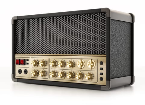 Generic guitar amplifier isolated on white background. 3D illustration.