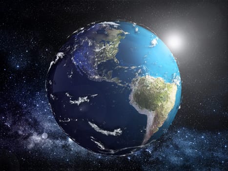 View of Earth from space. 3D illustration.