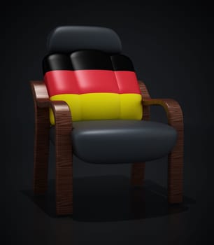 German flag textured luxury leather chair. 3D illustration.