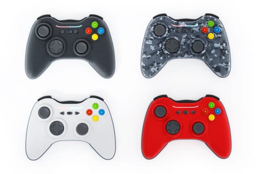 Generic game controllers isolated on white background. 3D illustration.