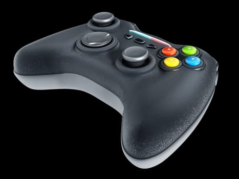 Generic game controller isolated on black background. 3D illustration.