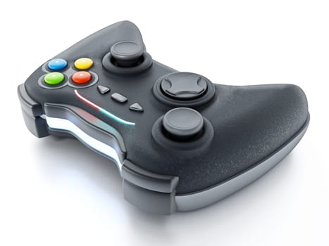 Generic game controller isolated on white background. 3D illustration.