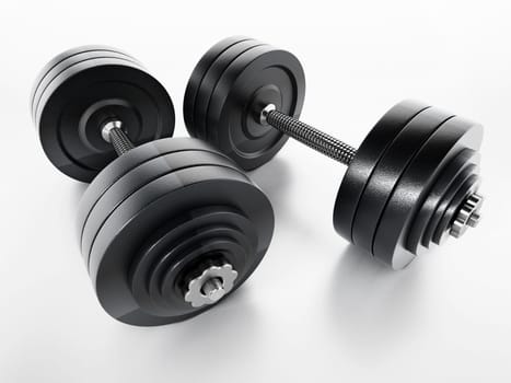 Dumbell isolated on white background. 3D illustration.