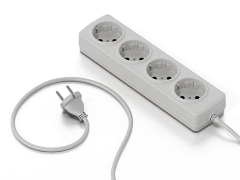 Electric plug isolated on white background. 3D illustration.