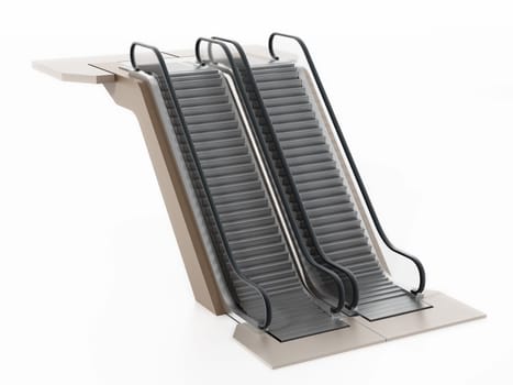 Escalator isolated on white background. 3D illustration.