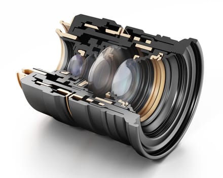 3D structure of a professional lens. 3D illustration.