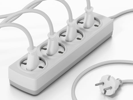Electric plug isolated on white background. 3D illustration.