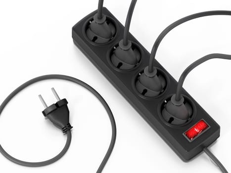 Electric plug isolated on white background. 3D illustration.