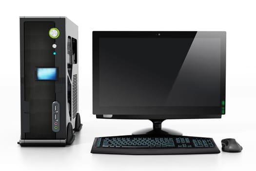 Modern PC case isolated on white background. 3D illustration.
