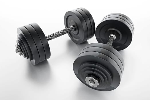 Dumbell isolated on white background. 3D illustration.