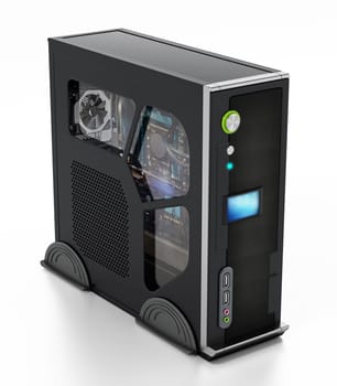 Modern PC case isolated on white background. 3D illustration.