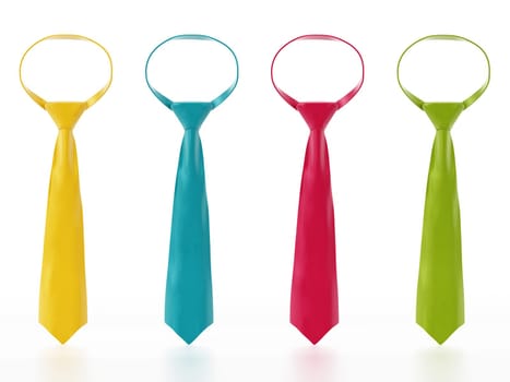 Set of neckties with various textures. 3D illustration.