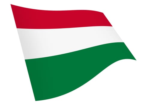 A Hungary waving flag 3d illustration isolated on white with clipping path