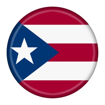 A Puerto Rico flag button 3d illustration with clipping path