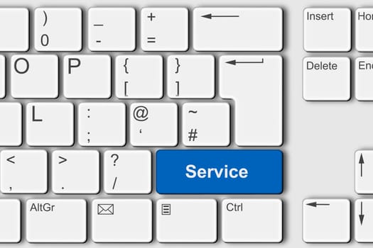 A Service concept PC computer keyboard 3d illustration