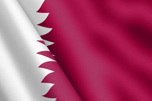 A Qatar waving flag 3d illustration wind ripple