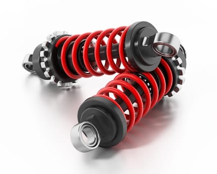 Shock absorbers isolated on white background. 3D illustration.