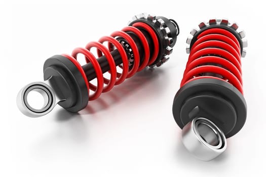 Shock absorbers isolated on white background. 3D illustration.