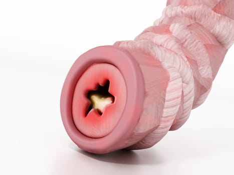 Obstructed bronchial tube illustration representing asthma. 3D illustration.