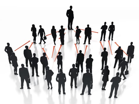 Organisation scheme of business part. 3D illustration.