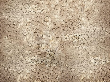 Cracked desert soil, view from top angle. 3D illustration.