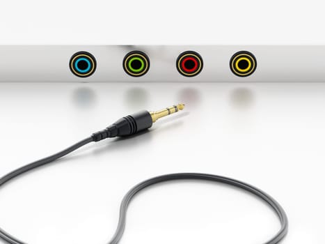 3.5 inch plug and jacks isolated on white background. 3D illustration.