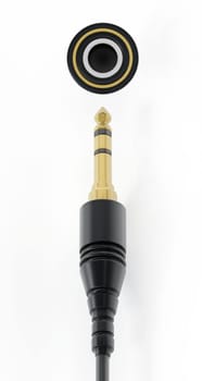 3.5 inch plug and jack isolated on white background. 3D illustration.