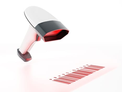 Generic barcode scanner scanning a barcode. 3D illustration.