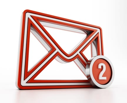 E-mail icon with mail number on the side. 3D illustration.