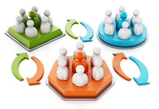 Business team people change concept. 3D illustration.