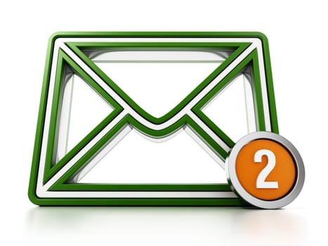 E-mail icon with mail number on the side. 3D illustration.