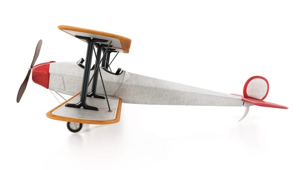 Vintage airplane isolated on white background. 3D illustration.